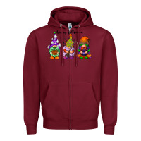 Burgundy happy halloween gnomes black Zipper Hoodie - RacoonDesign