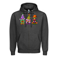 Charcoal Heather happy halloween gnomes black Zipper Hoodie - RacoonDesign