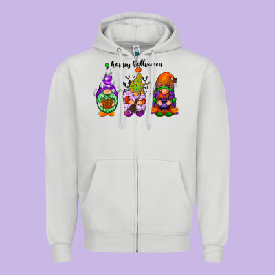 Happy Halloween Gnomes Black Zipper Hoodie Designed By Racoondesign