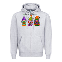 Heather Grey happy halloween gnomes black Zipper Hoodie - RacoonDesign