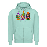 Seafoam happy halloween gnomes black Zipper Hoodie - RacoonDesign