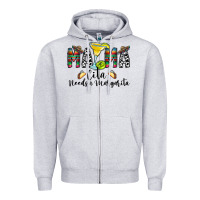 Heather Grey Mama Cita Needs a Margarita Zipper Hoodie - CowhideDigitalArt