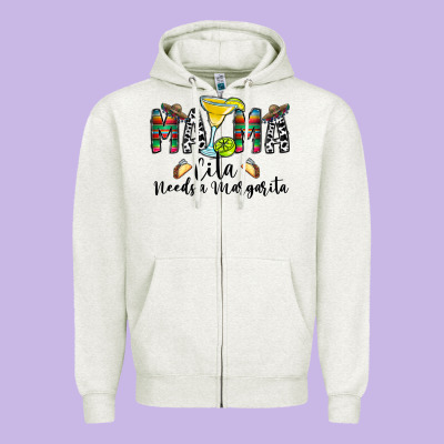 Mama Cita Needs A Margarita Zipper Hoodie Designed By Cowhidedigitalart