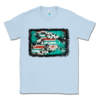 Dusty Blue western serape cowhide turquoise glitter Classic Tee - FaDigitalArtStudio