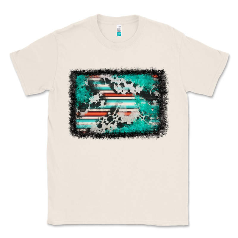 Western Serape Cowhide Turquoise Glitter Classic Tee by FaDigitalArtStudio | Teevron