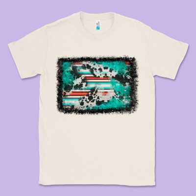 Western Serape Cowhide Turquoise Glitter Classic Tee Designed By Fadigitalartstudio