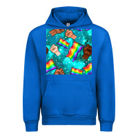 Cobalt Pride lgbtq hands with flag seamless pattern Urban Hoodie - BundleAndBundleShop
