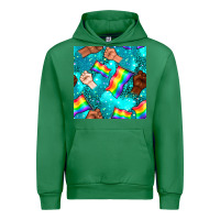 Emerald Pride lgbtq hands with flag seamless pattern Urban Hoodie - BundleAndBundleShop