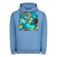Pigment Pebble Blue Pride lgbtq hands with flag seamless pattern Urban Hoodie - BundleAndBundleShop