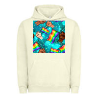 Pigment Pistachio Pride lgbtq hands with flag seamless pattern Urban Hoodie - BundleAndBundleShop