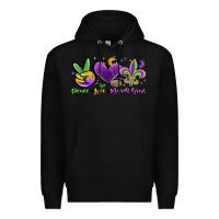 Black peace love mardi gras Premium Hoodie - MaliasSmallBusiness