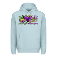 Blue Mist peace love mardi gras Premium Hoodie - MaliasSmallBusiness