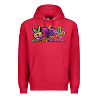 Cardinal peace love mardi gras Premium Hoodie - MaliasSmallBusiness