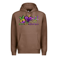 Chestnut peace love mardi gras Premium Hoodie - MaliasSmallBusiness