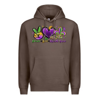 Coffee peace love mardi gras Premium Hoodie - MaliasSmallBusiness