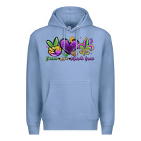 Colony Blue peace love mardi gras Premium Hoodie - MaliasSmallBusiness