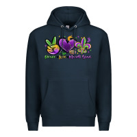 Navy peace love mardi gras Premium Hoodie - MaliasSmallBusiness