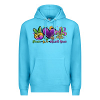 Ocean Blue peace love mardi gras Premium Hoodie - MaliasSmallBusiness