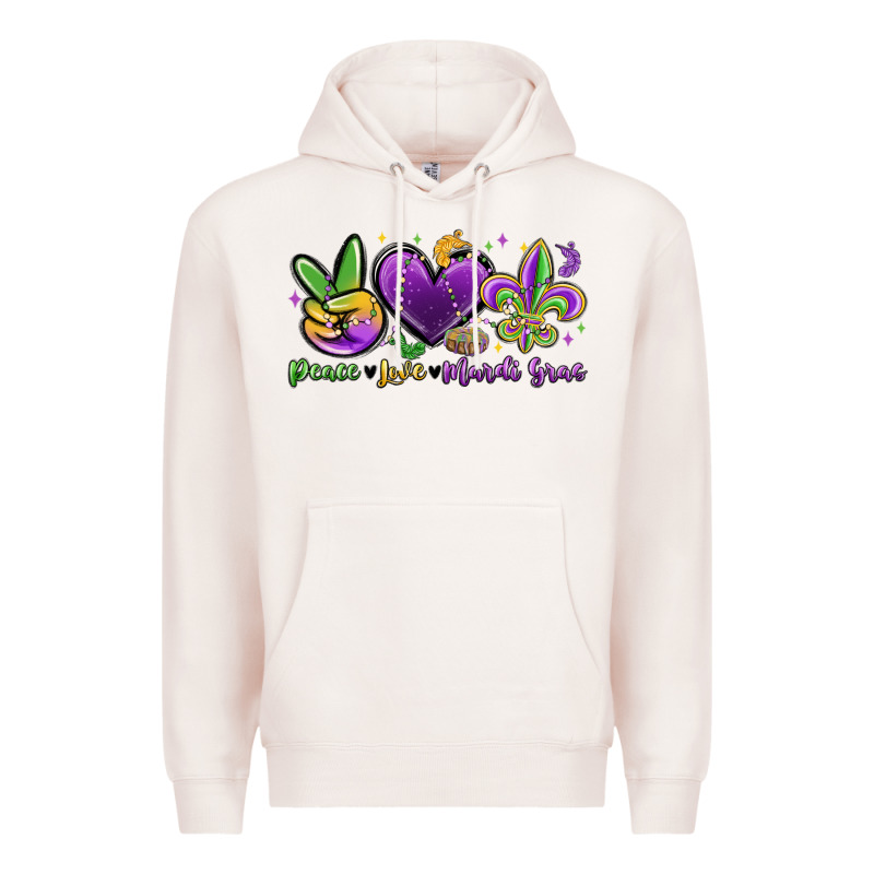 Peace Love Mardi Gras Premium Hoodie by MaliasSmallBusiness | Teevron