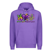 Purple peace love mardi gras Premium Hoodie - MaliasSmallBusiness