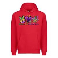Red peace love mardi gras Premium Hoodie - MaliasSmallBusiness
