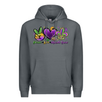 Rock peace love mardi gras Premium Hoodie - MaliasSmallBusiness