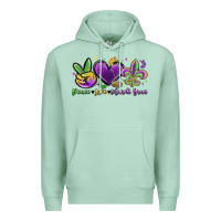 Seafoam peace love mardi gras Premium Hoodie - MaliasSmallBusiness