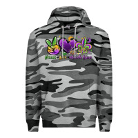 Slate Camo peace love mardi gras Premium Hoodie - MaliasSmallBusiness