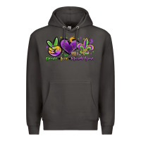 Smoke peace love mardi gras Premium Hoodie - MaliasSmallBusiness