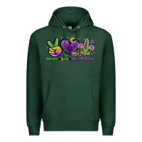 Sports Green peace love mardi gras Premium Hoodie - MaliasSmallBusiness