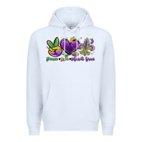 White peace love mardi gras Premium Hoodie - MaliasSmallBusiness