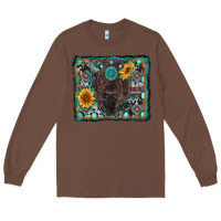 Chestnut american bison wıth sunflower and gemstone Long Sleeve Tee - RanaPortraitStore