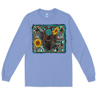 Colony Blue american bison wıth sunflower and gemstone Long Sleeve Tee - RanaPortraitStore