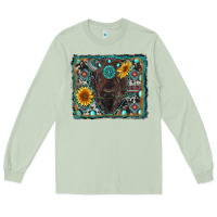 Matcha american bison wıth sunflower and gemstone Long Sleeve Tee - RanaPortraitStore