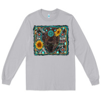 Moon Dust american bison wıth sunflower and gemstone Long Sleeve Tee - RanaPortraitStore