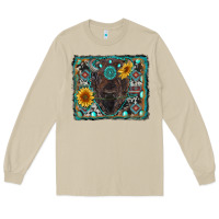 Mushroom american bison wıth sunflower and gemstone Long Sleeve Tee - RanaPortraitStore