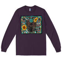 Plum american bison wıth sunflower and gemstone Long Sleeve Tee - RanaPortraitStore