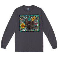 Smoke american bison wıth sunflower and gemstone Long Sleeve Tee - RanaPortraitStore