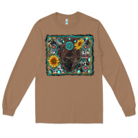Toasted Coconut american bison wıth sunflower and gemstone Long Sleeve Tee - RanaPortraitStore