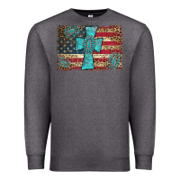 Charcoal Heather flag and turquoise cross Premium Sweatshirt - AdoDesignShop