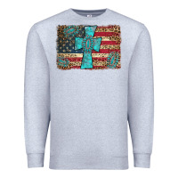 Heather Grey flag and turquoise cross Premium Sweatshirt - AdoDesignShop