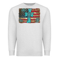 Oatmeal Heather flag and turquoise cross Premium Sweatshirt - AdoDesignShop