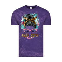 Cloud Purple nail tech life messy bun Vintage Tee - BarkalooDesign