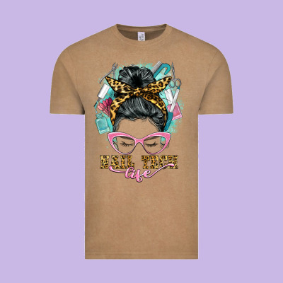 Nail Tech Life Messy Bun Vintage Tee Designed By Barkaloodesign
