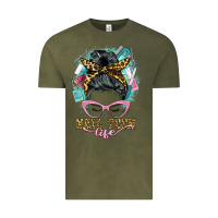 Vintage Olive nail tech life messy bun Vintage Tee - BarkalooDesign
