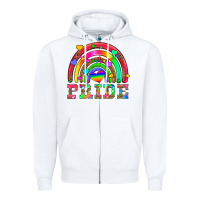 White lgbtq pride and rainbow Zipper Hoodie - HRA Design Shop