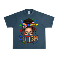 Midnight Navy autism mom afro messy bun (1) Urban Heavy Tee - texasbilliewilder