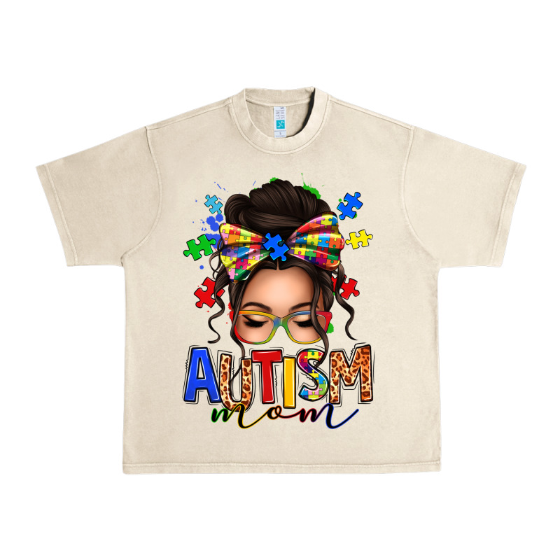 Autism Mom Afro Messy Bun (1) Urban Heavy Tee by texasbilliewilder | Teevron