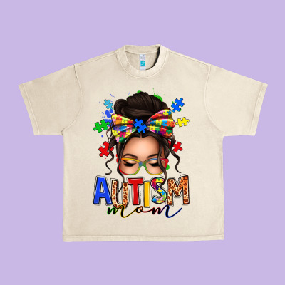 Urban Heavy Tee autism mom afro messy bun (1)