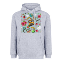 Heather Grey school bus back to school seamless pattern Heavyweight Hoodie - BundleAndBundleShop